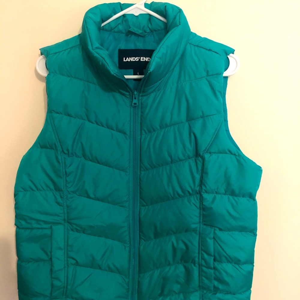 Large bright emerald Lands End vest